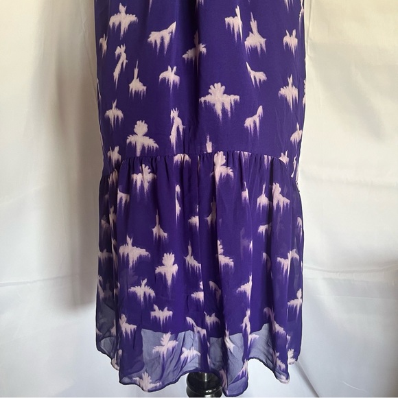 Rebecca Taylor Racerback Drop Waist Dress Purple w/ white Size 8 Flowy Fairy - Picture 8 of 10